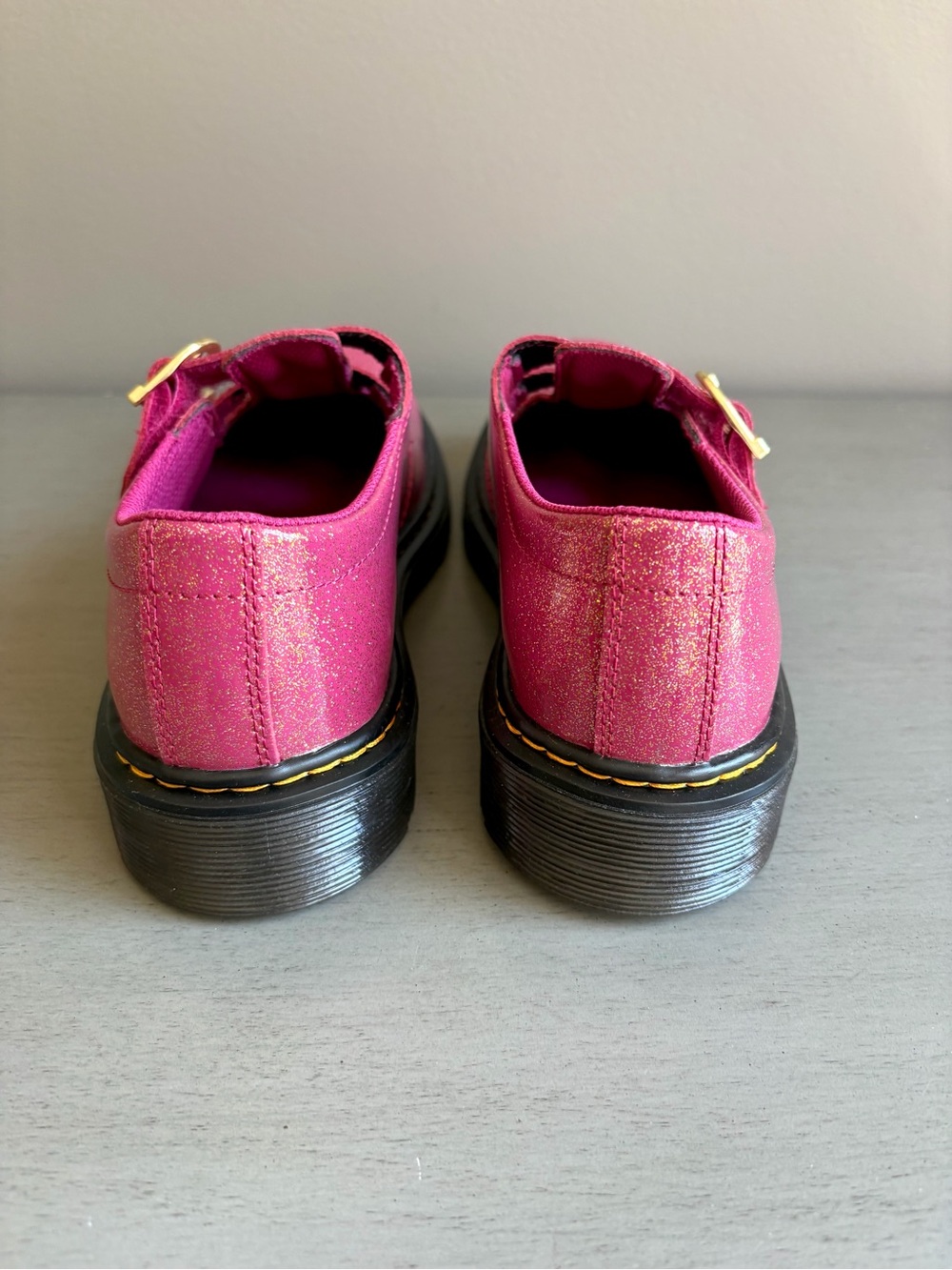Doc Dr. Martens Pink Glitter Double-Buckle Mary Jane Shoes Boots Women 6 NEW - Picture 7 of 13